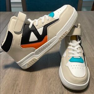 Kids High-Top Sneakers - Cream, White, and Blue